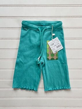 BOBOLI NWT Turquoise Organic Ribbed Capri Length Elastic Waist Lounge Pants